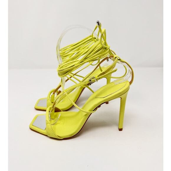 NEW Schutz Vikki Leather Ankle Wrap Thong Dress Sandals Fresh Green Size 6.5 - Picture 5 of 10